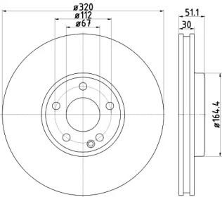 Вентилируемый тормозной диск на Мерседес ГЛА  Textar 92258003.