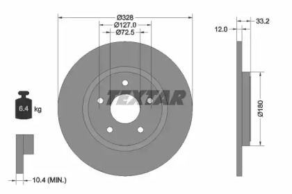 Тормозной диск на Fiat Siena  Textar 92286003.