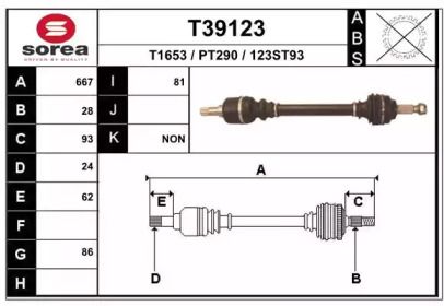 Полуось на Peugeot Expert  Eai T39123.