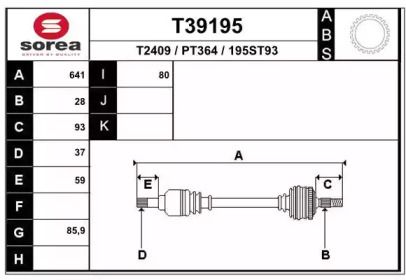 Полуось Eai T39195.