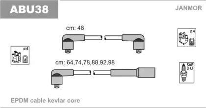 Высоковольтные провода зажигания на Volkswagen Passat B3, B4 Janmor ABU38.