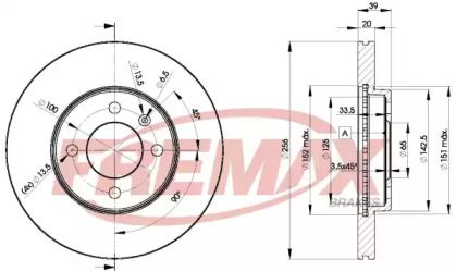 Вентилируемый передний тормозной диск на Фольксваген Венто  Fremax BD-3790.