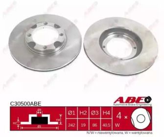 Вентилируемый тормозной диск ABE C30500ABE.