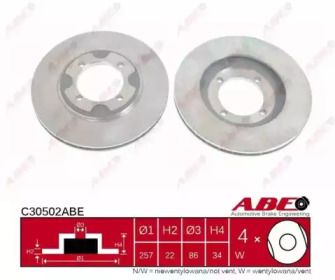Вентилируемый тормозной диск ABE C30502ABE.