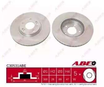 Гальмівний диск на Hyundai I30  ABE C30531ABE.