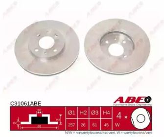 Вентильований гальмівний диск на Nissan 100NX  ABE C31061ABE.