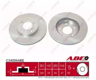 Вентилируемый тормозной диск ABE C34006ABE.
