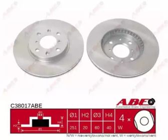 Вентилируемый тормозной диск на Сузуки Свифт  ABE C38017ABE.