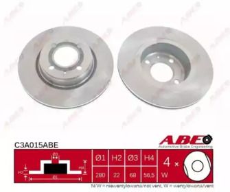 Вентилируемый тормозной диск ABE C3A015ABE.