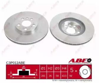 Вентильований гальмівний диск на Fiat Ulysse  ABE C3P012ABE.