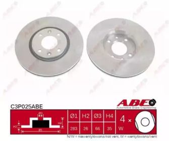 Вентильований передній гальмівний диск на Пежо 308  ABE C3P025ABE.