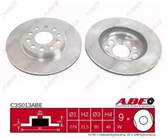 Вентильований гальмівний диск на Seat Altea XL  ABE C3S013ABE.