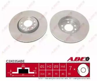 Вентилируемый тормозной диск ABE C3X035ABE.