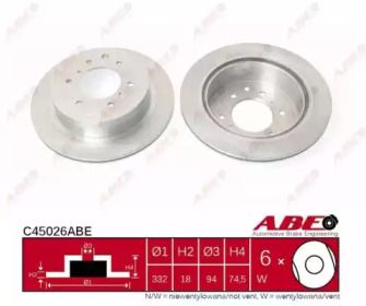 Вентилируемый тормозной диск ABE C45026ABE.