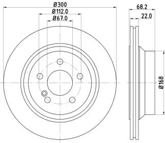 Вентилируемый тормозной диск на Мерседес E220 Hella Pagid 8DD 355 129-791.