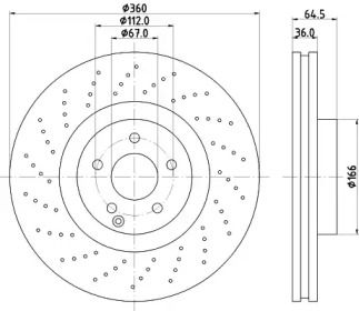 Тормозной диск на Мерседес С класс  Hella Pagid 8DD 355 127-961.