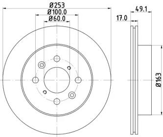 Вентильований гальмівний диск на Сузукі Ігніс  Hella Pagid 8DD 355 111-591.