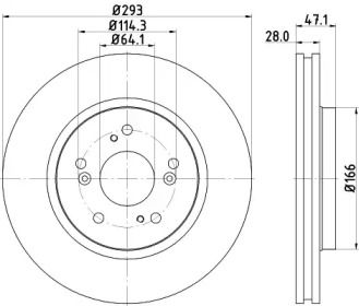 Перфорированный тормозной диск Hella Pagid 8DD 355 129-061.