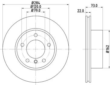 Перфорированный тормозной диск Hella Pagid 8DD 355 129-391.