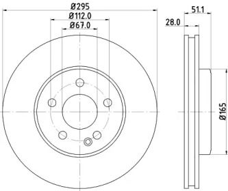 Вентильований гальмівний диск на Мерседес А160 Hella Pagid 8DD 355 119-591.