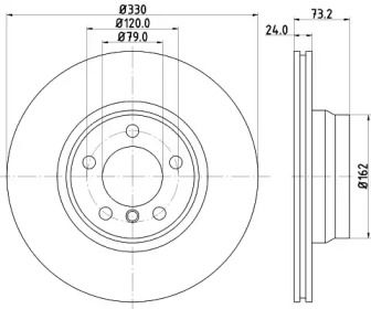 Вентилируемый тормозной диск на BMW 2  Hella Pagid 8DD 355 129-651.