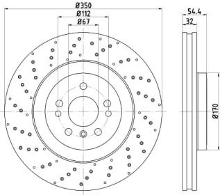 Тормозной диск на Мерседес Гле  Hella Pagid 8DD 355 122-541.