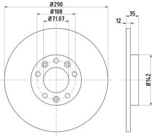 Тормозной диск на Citroen C4 Picasso  Hella Pagid 8DD 355 120-421.