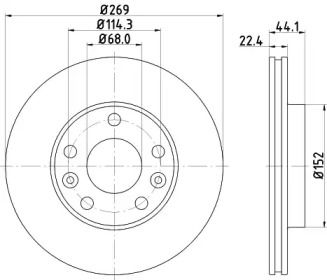 Вентилируемый тормозной диск на Рено Дастер  Hella Pagid 8DD 355 122-431.