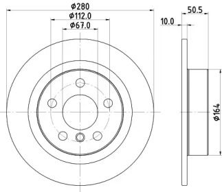 Тормозной диск на Мини Каутриман  Hella Pagid 8DD 355 122-661.