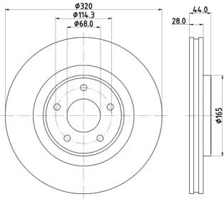 Вентилируемый тормозной диск Hella Pagid 8DD 355 125-341.