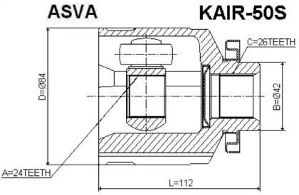 Правий внутрішній ШРУС Asva KAIR-50S.