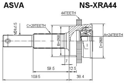 Зовнішній ШРУС Asva NS-XRA44.