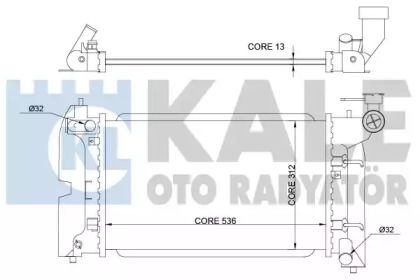 Алюмінієвий радіатор охолодження двигуна на Toyota Corolla 120 Kale Oto Radyator 366200.