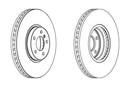 Вентилируемый передний тормозной диск на BMW X5 E53 Jurid 562357JC-1.