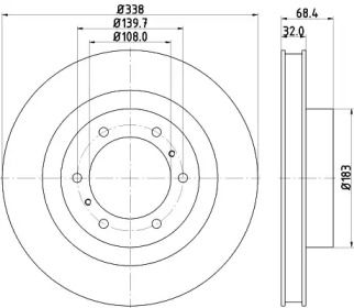 Вентильований гальмівний диск на Тайота 4-Раннер  Nisshinbo ND1058K.