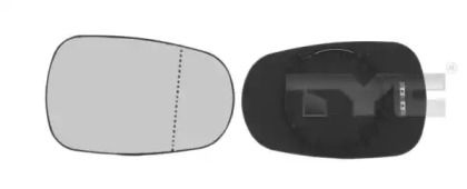 Скло дзеркала заднього виду на Рено Модус  Tyc 324-0026-1.