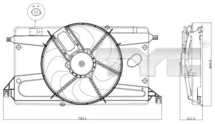 Вентилятор охлаждения радиатора на Мазда 3 ВК Tyc 820-0002.