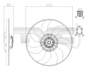 Вентилятор охолодження радіатора на Opel Astra J Tyc 825-0019.