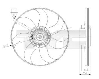 Вентилятор охлаждения радиатора на Skoda Rapid  Tyc 837-0036.