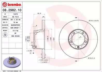 Тормозной диск на Volkswagen LT  Brembo 08.2982.10.