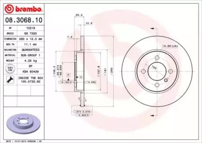 Тормозной диск Brembo 08.3068.10.