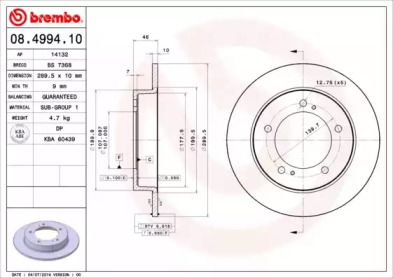 Тормозной диск Brembo 08.4994.10.