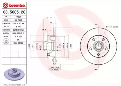Тормозной диск Brembo 08.5005.20.