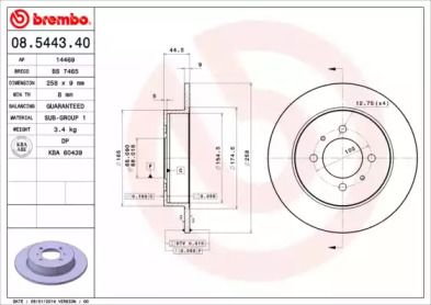 Гальмівний диск на Nissan 100NX  Brembo 08.5443.40.