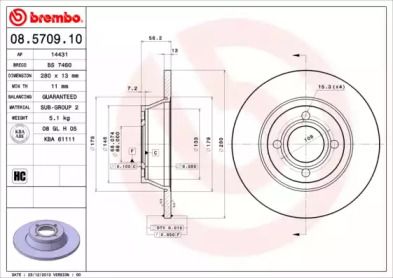 Тормозной диск Brembo 08.5709.10.