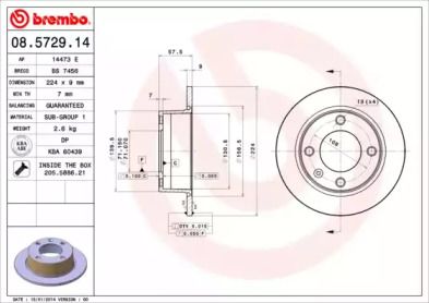 Тормозной диск на Citroen Xantia  Brembo 08.5729.14.