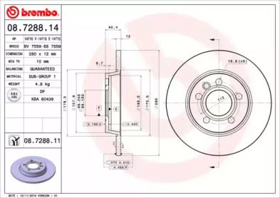 Тормозной диск Brembo 08.7288.14.