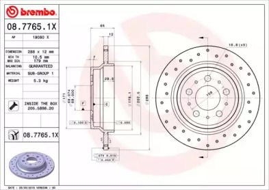 Перфорированный тормозной диск Brembo 08.7765.1X.
