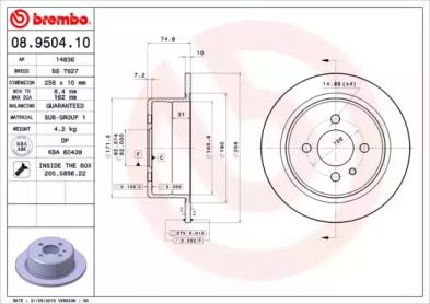 Тормозной диск Brembo 08.9504.10.