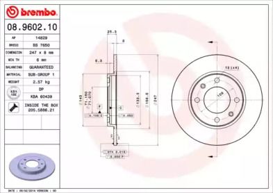 Тормозной диск Brembo 08.9602.10.